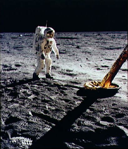 Buzz Aldrin walks on the Moon